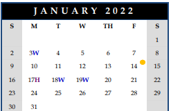 District School Academic Calendar for Lakeview School for January 2022