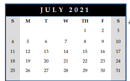 District School Academic Calendar for Burton Elementary for July 2021