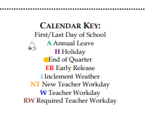 District School Academic Calendar Legend for Northern High