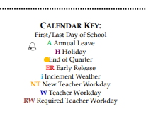 District School Academic Calendar Legend for E K Powe Elementary