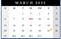 District School Academic Calendar for George Watts Elementary for March 2022