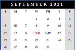 District School Academic Calendar for Southern School Of Engineering At Southern High for September 2021