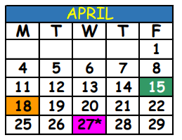 District School Academic Calendar for Jean Ribault Middle School for April 2022