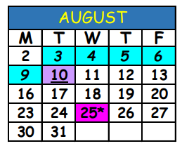 District School Academic Calendar for West Riverside Elementary School for August 2021