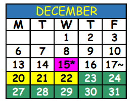 District School Academic Calendar for Tiger S.H.O.P for December 2021