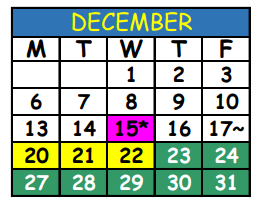 District School Academic Calendar for Lavilla School Of The Arts for December 2021