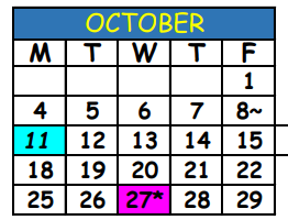 District School Academic Calendar for Northwestern Middle School for October 2021