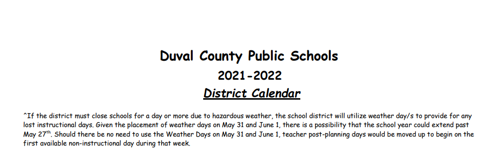 District School Academic Calendar for Gateway Community Services