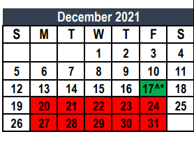 District School Academic Calendar for Remington Point Elementary for December 2021