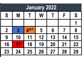 District School Academic Calendar for Eagle Mountain Elementary for January 2022