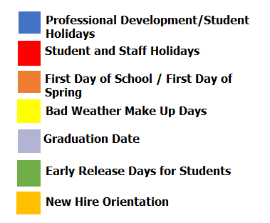 District School Academic Calendar Legend for High Country Elementary