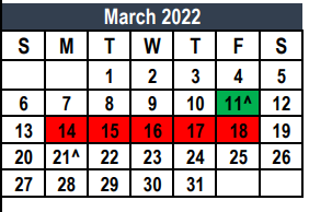 District School Academic Calendar for Weldon Hafley Development Center for March 2022