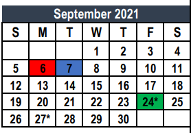 District School Academic Calendar for L A Gililland Elementary for September 2021