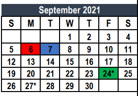 District School Academic Calendar for Saginaw Elementary for September 2021