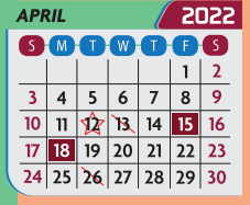 District School Academic Calendar for Pete Gallego Elementary for April 2022