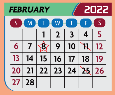 District School Academic Calendar for Daep for February 2022