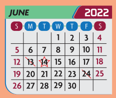 District School Academic Calendar for Pete Gallego Elementary for June 2022
