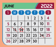 District School Academic Calendar for Eagle Pass Junior High for June 2022