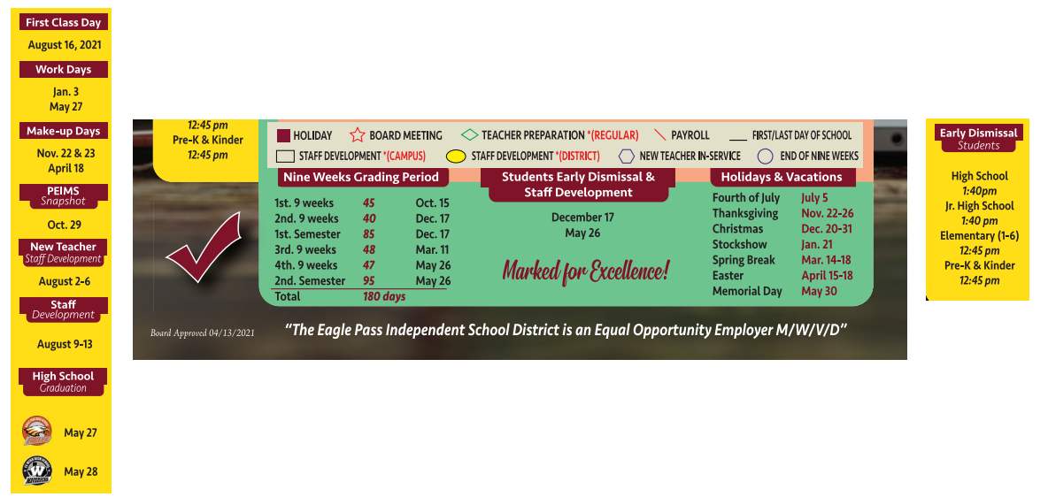 District School Academic Calendar Key for E P H S - C C Winn Campus