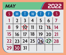 District School Academic Calendar for Daep for May 2022