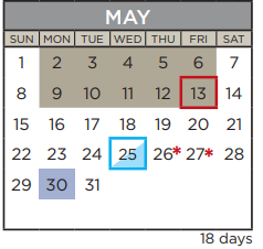 District School Academic Calendar for Barton Creek Elementary for May 2022