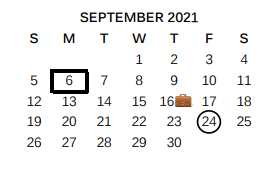 District School Academic Calendar for Oak Crest Intermediate for September 2021