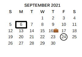 District School Academic Calendar for Legacy Middle School for September 2021