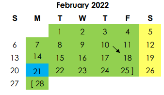 District School Academic Calendar for Hardin/chambers Ctr for February 2022