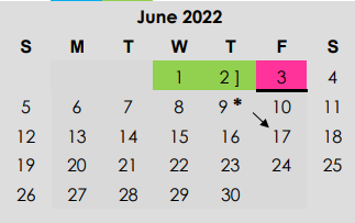 District School Academic Calendar for Gulf Coast High School for June 2022