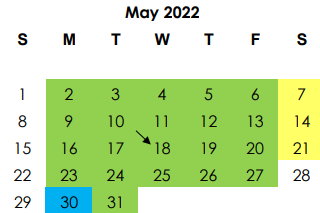 District School Academic Calendar for East Chambers Intermediate for May 2022