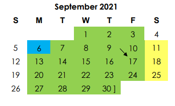 District School Academic Calendar for Adaptive Behavior for September 2021