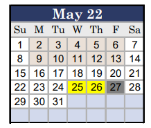 District School Academic Calendar for Eastland Middle for May 2022