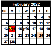 District School Academic Calendar for David Ybarra Middle School for February 2022