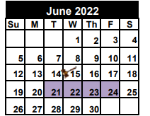 District School Academic Calendar for David Ybarra Middle School for June 2022