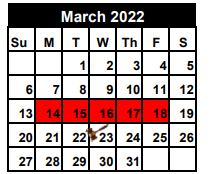 District School Academic Calendar for Carlos Truan Jr High for March 2022