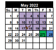 District School Academic Calendar for Santiago Garcia Elementary for May 2022