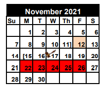 District School Academic Calendar for David Ybarra Middle School for November 2021