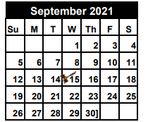 District School Academic Calendar for Kennedy El for September 2021