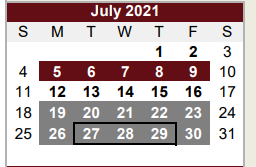 District School Academic Calendar for Coronado/escobar Elementary School for July 2021