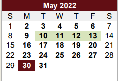 District School Academic Calendar for Memorial High School for May 2022