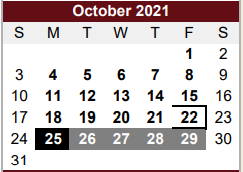 District School Academic Calendar for L B Johnson Elementary School for October 2021