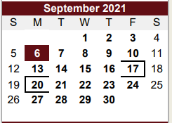 District School Academic Calendar for L B Johnson Elementary School for September 2021