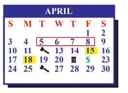 District School Academic Calendar for J J A E P for April 2022