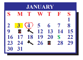 District School Academic Calendar for De La Vina Elementary for January 2022