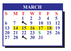 District School Academic Calendar for De La Vina Elementary for March 2022