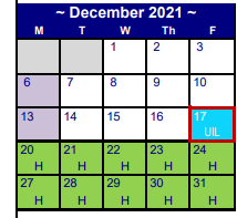 District School Academic Calendar for Myatt El for December 2021