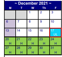 District School Academic Calendar for El Campo Middle for December 2021