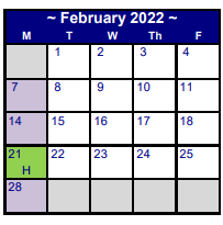 District School Academic Calendar for Myatt El for February 2022