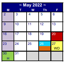 District School Academic Calendar for Northside El for May 2022