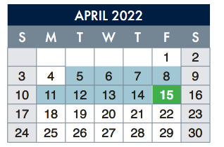 District School Academic Calendar for Putnam Elementary for April 2022